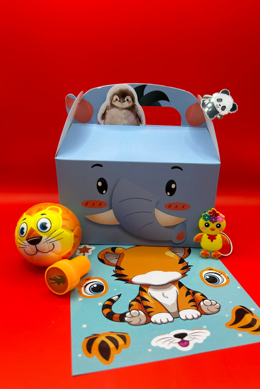 Box4Fun Safari Box – spannende Überraschungsbox mit Geschenktüte und tierischen Inhalten für Kinder